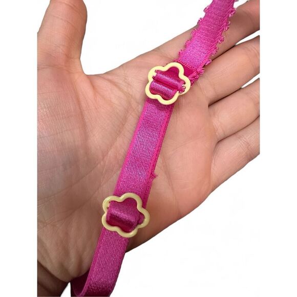 For Love & Lemons size S Lucy Monowire Bra Pink Floral Embroidered Mesh Strappy - Picture 6 of 8